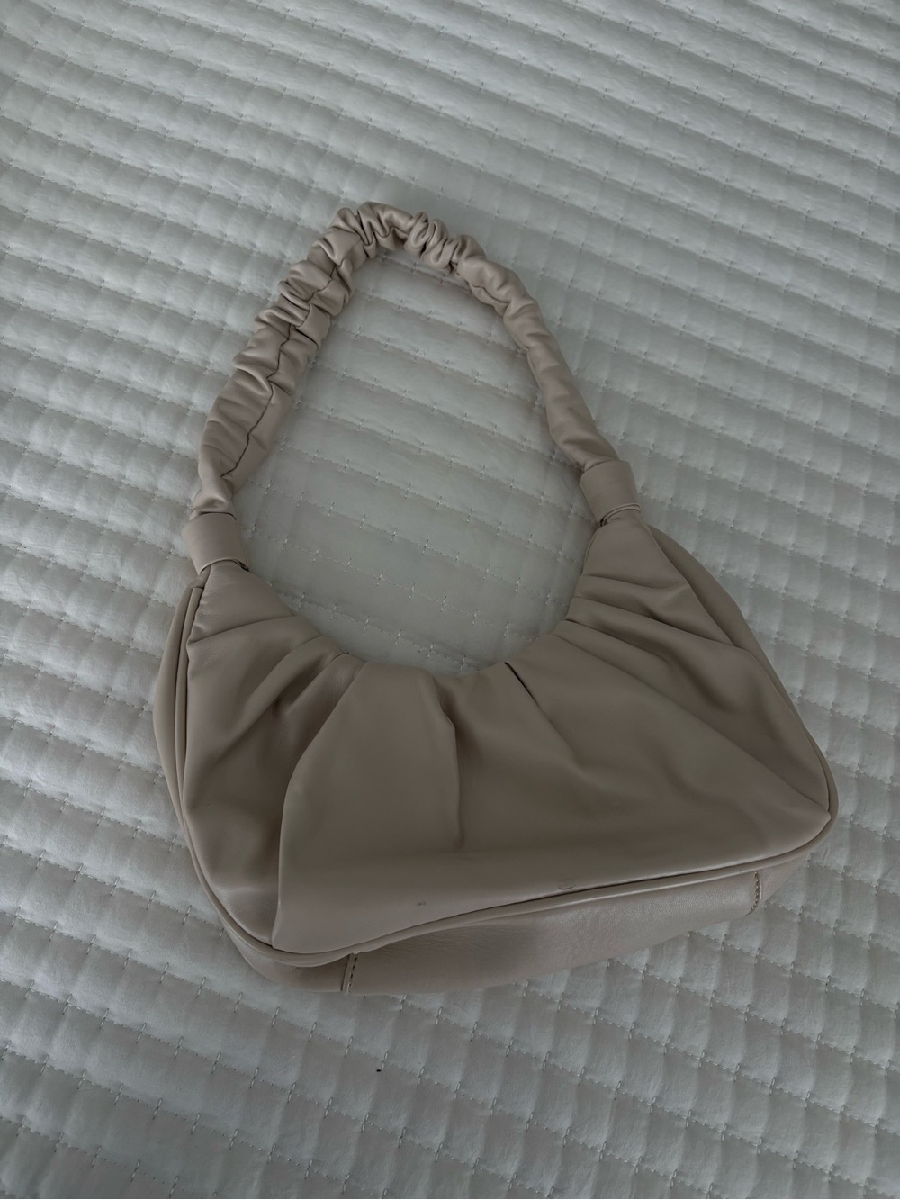 Neutral Ruched Shoulder Bag - Cream - Picture 2 of 3